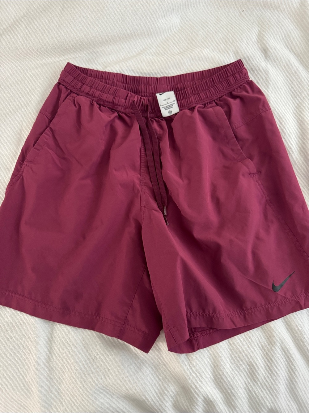Nike Deep Berry Athletic Shorts with Black Swoosh